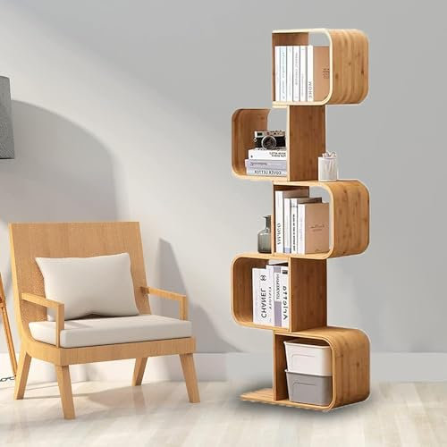 Libreria a forma di albero di bambù, per piccoli spazi, elegante organizer a forma di S, per casa e ufficio, libreria da terra