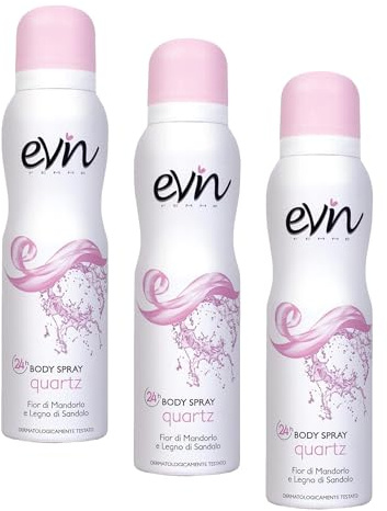 EVIN FEMME | Deodorante Donna Spray Quartz, Fragranza Fior di Mandorlo e Legno di Sandalo, Formula Attiva 24h, Dermatologicamente Testato, 150 ml