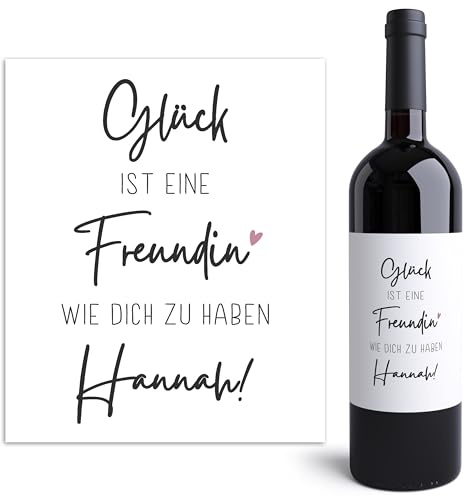 Glück ist eine freundin wie dich zu haben Weinetiketten personalisiert Flaschenetiketten Geburtstagsgeschenk beste Freundin Wein Etiketten selbstklebend 2 Stück | 10x12 cm