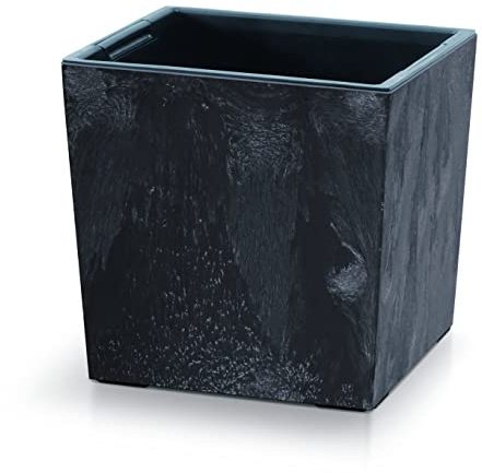 Vaso da fiori 29x29x29 cm | Vaso per fiori in design moderno con contenitore interno per risparmiare terra | Vaso da sopra in plastica per eleganti composizioni floreali | Antracite