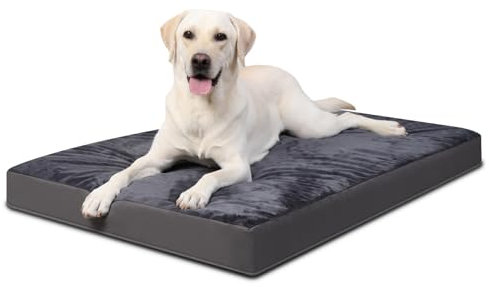 Favodormir Panier Coussin Chien Dehoussable Lavable XXL, Grande Taille Lit pour Chien Orthopédique, Tapis Matelas, Gris Foncé, Fond Antidérapant, Gris Foncé, 119x73x9cm
