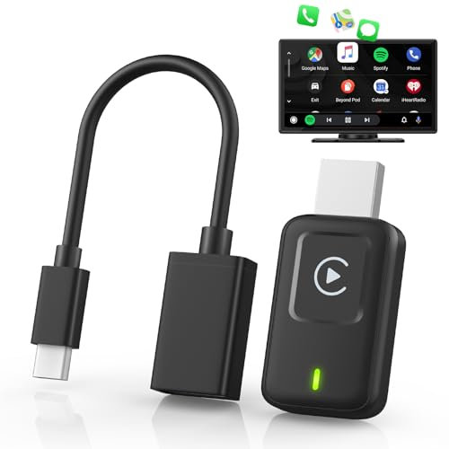 Innopower Adattatore Carplay Wireless e Android Auto 2 in 1, Converte Auto/Carplay da Cablato a Wireless, Plug & Play, Mini e stabile, Supporta iOS 10+ e Android 11+, USB C/A