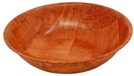 UNIQUE HOME LIVING Wooden Serving Bowl, Woven Pattern Decorative Salad Bowl, Food-Safe Snack Dessert Snack Fruit Bowl, Rustic Wooden Bowl Home Kitchen Tableware - 20cm