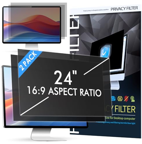 LAMA 2 Pack 24 Inch Computer Privacy Screen Filter, WxH: 531mm x 298mm, 16:9, Universal PC Monitor Protector, Privacy Protection, Anti Blue Light, Anti Glare, Anti-UV, Eye Protection