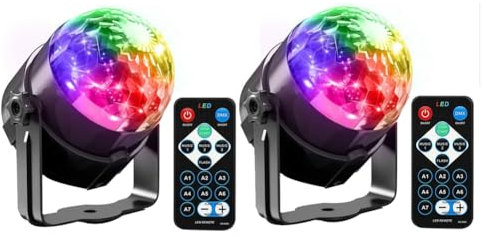 Rtauhife 2 Pz Luci Attivate dal Suono con Luci da DJ Palla da Discoteca Lampada Strobe per Feste A Casa EU Plug
