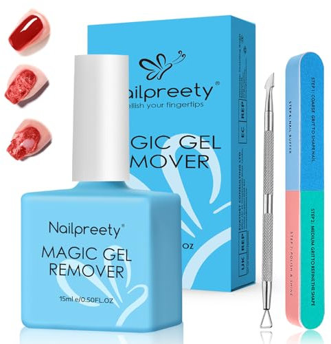 Nailgeler 15ml Gel Nail Polish Remover, UV Gel Nail Polish Remover,Fast Polish Remover,Included Cuticle Pusher and Tools File,Peel Off In 3-5 Minutes