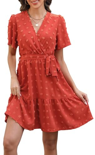 Wantonfy Sommerkleid Damen Kleid Minikleid Freizeitkleider Ausschnitt Strandkleid