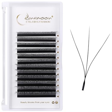 Lunamoon 3D Eyelash Extension, Premade Fans W Lash, Pre-Fanned Ready-to-Use Fan Eyelash Extension, Russian Volume Eyelash Cluster, Artificial Lash (3D/0.07D 13 mm)