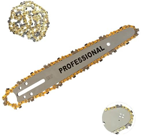 Lama e Barra Motosega Carving da 25cm 10 + 2 Catena Motosega da 40 Maglie 3/8'', Ricambi Motosega, Kit Barra per Catena Motosega e Catene Compatibile Con Tutte Le Motoseghe Da Potatura CHSB25250