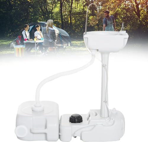 Lavamanos portátil, fregadero de camping con ruedas, toallero y dispensador de jabón, soporte para lavabo con bomba de pie para eventos al aire libre, lugares de trabajo,Washbasin+24Lwatertank