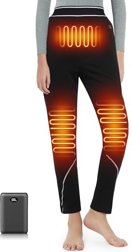 FERNIDA Damen Beheizbare Hose, Beheizbare Thermounterwäsche mit Power Bank | FERNIDA Beheizbare Hose Damen Fleece Beheizte Unterwäsche Leggings Elektrische Beheizte Baselayer Hose für Winter Warme