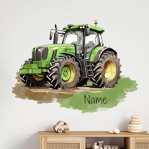 GRAZDesign Wandtattoo Trecker Kinderzimmer Junge mit Namen personalisiert Junge Wandsticker Traktor - 76x57cm