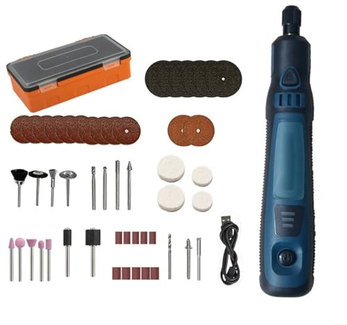 GANCEI Cordless Rotary Tool, 50Pcs Mini Cordless Rotary Tool Kit With Grinding Wheels, Drill Bits, Sandpaper And Storage Box For Woodworking