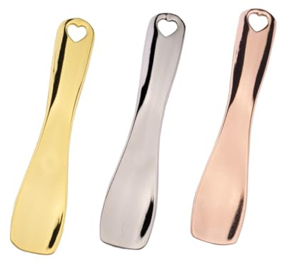 TOYZFRIENDY Lot de 3 Cuillères à Crème Visage Yeux, Spatules Doseuses Métal Petit Format, Usage Maison et Voyage, Adapté pour Masques Faciaux, Sérums, Argile, Outil D'extraction Cosmétique
