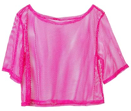Fisknätskjorta från 1980-talet - T-shirt med nät i neon för kvinnor | Sexig retro 80-tals festbaltopp, fisknätsklubbkläder vintagestil, 1980-talskostymkläder för kvinnor, festkläder kväll ute