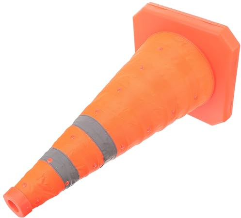 Yardwe Faltbarer Mehrzweck Verkehrskegel aus Kunststoff mit Stabiler Basis und Oxford Stoff für Baustellen und Notfälle in Leuchtendem Orange