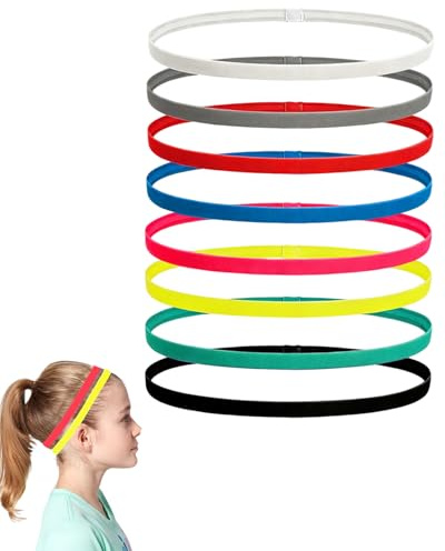 YIPFEN 8 Pezzi Fasce Capelli Sportive Antiscivolo Sottili Elastiche con Silicone, Multicolore, Traspiranti & Assorbi Sudore per Calcio, Running, Yoga, Allenamento Uomo Donna