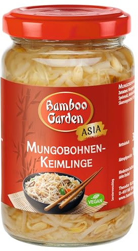 Bamboo Garden - Mungbohnenkeimlinge | 180 g (Abtropfgewicht) im Glas | Gemüse für Wok-Gerichte | Vegan