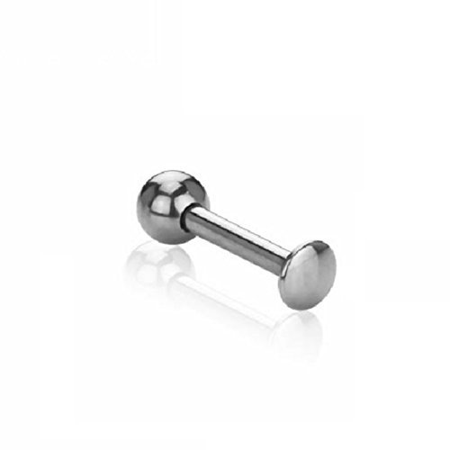 eeddoo Piercing Labret abgerundete Bodenplatte Silber Titan Stärke: 1,2 mm Länge: 6 mm