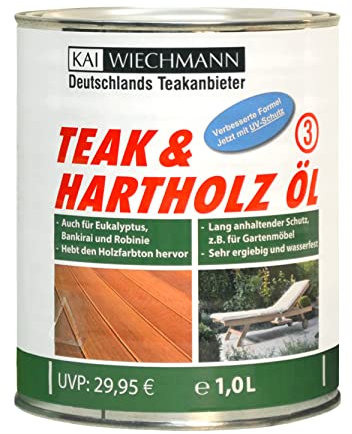 Kai Wiechmann Teaköl Yachtöl und Hartholzöl für außen mit UV-Schutz 1 Liter