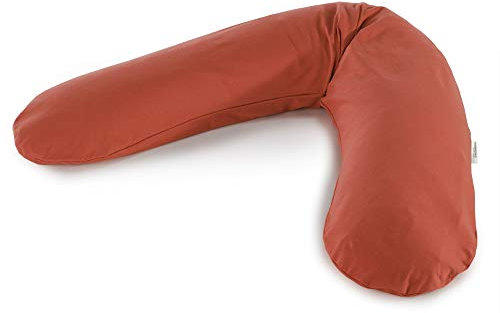 Das Original Theraline Stillkissen | 190 cm | Mikroperlen Füllung | inklusive Bezug Jersey rotbraun
