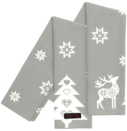 Ragged Rose Tracy Paños de Cocina navideños, Algodón, Estrella de Navidad Gris, 70 x 50 cms, 2