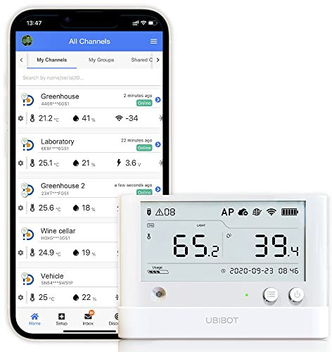 UbiBot WS1 Pro Sensore di umidità e temperatura WiFi, termometro per congelatori, registratore di dati a distanza con avvisi, IFTTT, app gratuita (solo WiFI 2.4GHz)