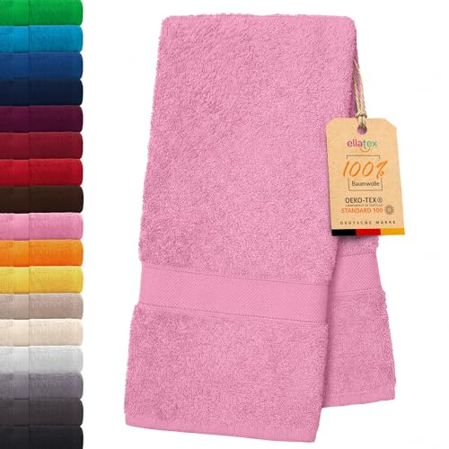 EllaTex Paris Saunatuch XXL 100x200 cm – 100% Baumwolle, 500 g/m² Frottier, extra groß & flauschig, Farbe: Rosa