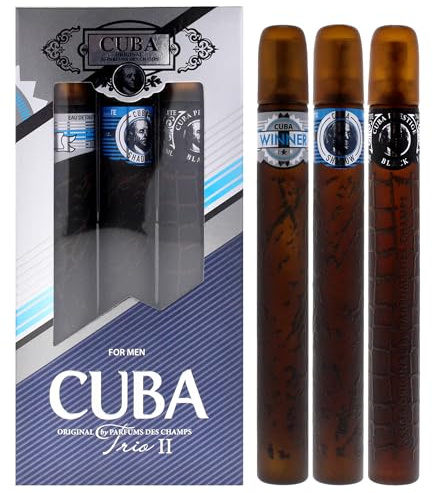 Trio 2 by Cuba for Men - 3 Pc Gift Set 1.17oz EDT Spray, 1.17oz Cuba Shadow EDT Spray, 1.17oz Cuba Prestige Black EDT Spray