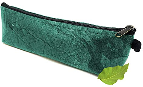 NELUHA Federmäppchen klein aus Teakblättern, vegan nachhaltig Leder Alternative - Federtasche, Kosmetiktasche Stifttasche Schminktasche (Türkis)