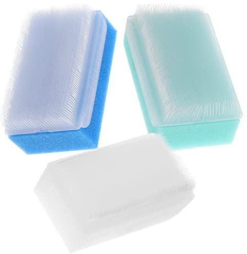 HEALLILY 3pcs Sensory Brush, Infant Hair Scalp Massager, Toddler Autism Sponge, Cradle Cap Scrub, Baby Care Washing Supplies, Soft Skin Shower Scrubber, White Blue Green Pack