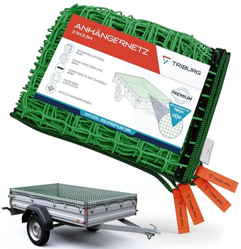 TRIBURG trailer net 2.5x3.5 with corner markings and edge reinforcement Trailer net with tensioning rubber for optimal load securing Net for trailers with rubber rope