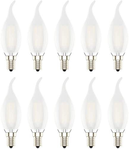 Dimmerabile Lampadina LED E14 a Candela, 4W (equivalenti a 40W), Luce Bianca Calda 2700K,Pacco da 10