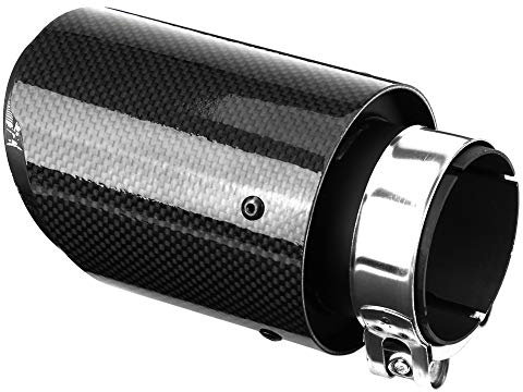1 Stück Auto Edelstahl & Kohlefaser Auspuffrohr Schalldämpfer Endspitze Endrohr für die meisten Autos mit 60 mm Rohrdurchmesser
