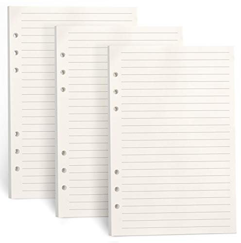 FYY 3 Packungen A5 Papier Linie, Refill Paper 135 Blätter (270 Seiten) für 6 Ring Binder Notizbuch,Nachfülleinlagen für Filofax A5,Notizen,Tagbuch,Skizze,DIY,Bullet Journal,Malerei (Linie)