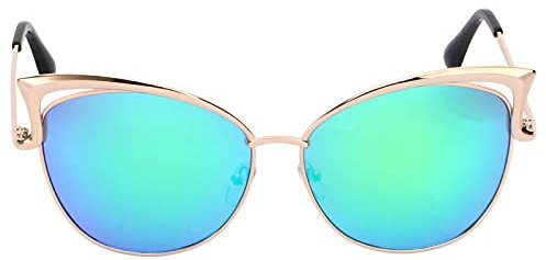 ShFhhwrl Klassisch Sonnenbrille Mode Metall Hohl Cat Eye Sonnenbrille Frauen Roségold Rahmen Frauen Sonnenbrille Markendesigner R