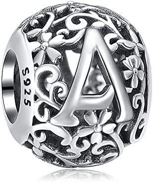 Annmors Damen Buchstabe A-Z Charms für Armband 925 Sterling Silber Anhänger Vintage Alphabet Bead Buchstabieren Sie das Wort Sammlung