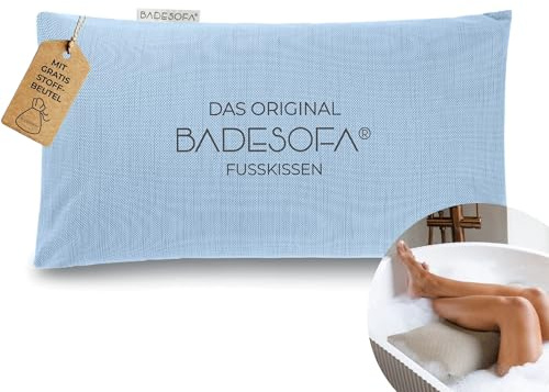 BADESOFA® Luxury Bath Tub Pillow for Feet | Premium-Quality Materials | Comfortable & Quick-Drying | Washable Bath Cushion in Blue | Home Spa Accessories | Universal Fit for Any Bathtub