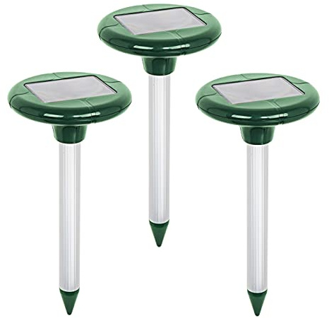 VOSS.sonic Dreierpack: 3 MoleEx 1000 Maulwurfvertreiber Solar, mit Ton & Vibration, Wühltierfrei, Wühlmaus, 3X Maulwurfabwehr für 1300qm