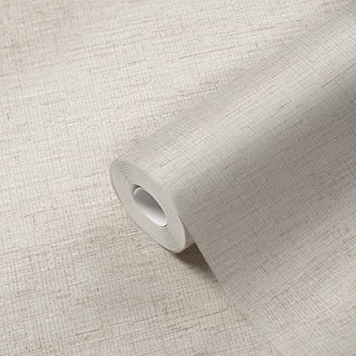 Livingwalls Papier peint texturé uni aspect tissu blanc beige 385275-10,05 x 0,53 m - Fabriqué en Allemagne