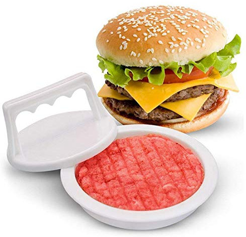 1 Pcs Food-Grade Plastic Burger Press Mould DIY Plastic Stuffed Hamburger Meat Press Molding Tool Barbecue Mould with Cover Kitchen Accessories(Hamburger not Included) (White)