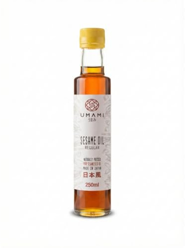 Umami Aceite de Sésamo Tostado 250ml - 100% Puro y Natural - Producido en Japón - Ideal para Wok, Ramen, Sushi y Ensaladas