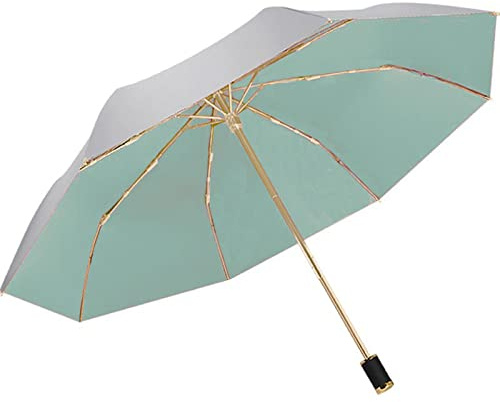 Meichoon Sun Protection UV Umbrella Foldable Handheld Compact 8 Ribs Provide UPF 50+ Protection & Effectively Block 99% of UVA UVB for Hiking Backpacking Beach Green