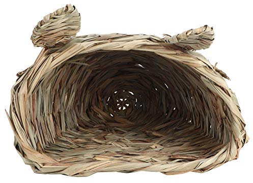 Joyzan Rabbit Grass Bed Handwoven Straw Nest Cage Bunny Hay Mat Reusable Grass Woven Parakeet Breeding Cave Animal Chew Toys House Pets Bedding Nest for Pig Hamster