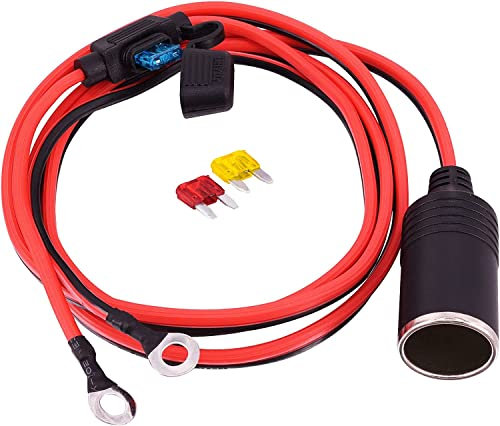 Leehitech 12V/24V Verlängerungskabel Zigarettenanzünder Buchse, 1,2M 16AWG Kabel Wasserdicht Marine, Auto Zigarettenanzünder Steckdose Ladegerät Adapter mit 20A Sicherung für Boot LKW Wohnmobil