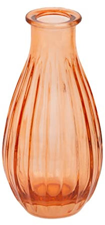 Talking Tables Jarrón de Cristal Naranja para Flores, pequeñas Botellas acanaladas de Cuello Estrecho para decoración del hogar de otoño, arreglos, centros de Mesa de Boda para decoración de Mesa,