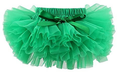 HOOLCHEAN Falda tutú súper suave y esponjosa con cubierta de pañal, para bebés y niñas pequeñas, verde, 6-12 Meses