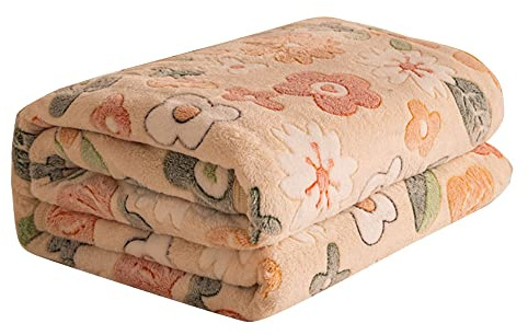 FANSU Kuscheldecke Flauschig Modern Blumen Flanell Große Fleecedecke, Extra Weiche Warm Wohndecke Microfaser Decke als Wohnzimmerdecke,Sofaüberwurf oder Bettüberwurf (180x200cm,Orangengarten)