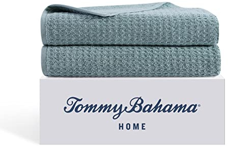 Tommy Bahama - Bath Towels, Highly Absorbent & Soft Bathroom Essentials, Low Linting & Fade Resistant, Oeko-Tex Certified (Northern Pacific Turquoise, 2-Piece)