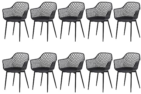 buybyroom Esszimmerstuhl im 10er Set,Essstühle Stuhl mit Armlehne Kunststoffstuhl Stuhl Esszimmer (Weiß)